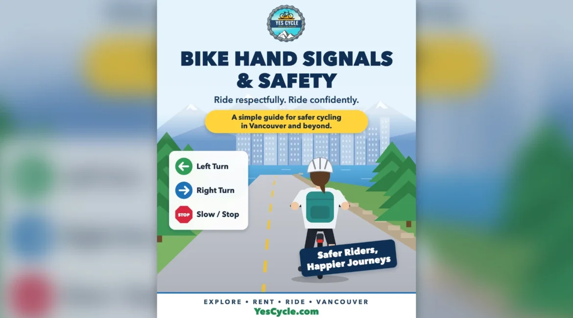 Bike hand signals and safety guide for cycling in Vancouver by YesCycle